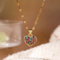 Basic Dame Einfacher Stil Herzform Kupfer 18 Karat Vergoldet Zirkon Halskette Mit Anhänger In Masse main image 4