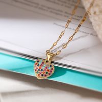 Basic Lady Simple Style Heart Shape Copper 18k Gold Plated Zircon Pendant Necklace In Bulk main image 5