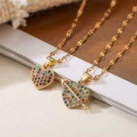 Basic Lady Simple Style Heart Shape Copper 18k Gold Plated Zircon Pendant Necklace In Bulk main image 1