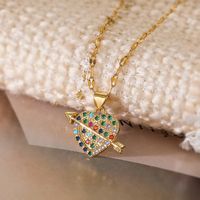 Basic Lady Simple Style Heart Shape Copper 18k Gold Plated Zircon Pendant Necklace In Bulk main image 3