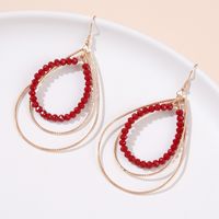 1 Pair Casual Glam Shiny Water Droplets Beaded Alloy Drop Earrings main image 5