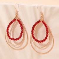 1 Pair Casual Glam Shiny Water Droplets Beaded Alloy Drop Earrings main image 3
