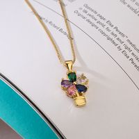 Elegant Basic Simple Style Flower Copper 18k Gold Plated Zircon Pendant Necklace In Bulk main image 5
