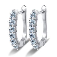 Elegant U Shape Sterling Silver Gra Inlay Moissanite Earrings sku image 1