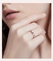 Simple Style Shiny Round Sterling Silver Gra Inlay Moissanite Rings main image 4