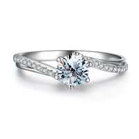 Simple Style Shiny Round Sterling Silver Gra Inlay Moissanite Rings sku image 1