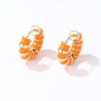 1 Pair IG Style Simple Style Multicolor Stripe Enamel Plating Copper Hoop Earrings main image 4