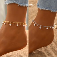 Casual Beach Pearl Plastic Copper Plating 18k Gold Plated White Gold Plated Women's Anklet main image 1