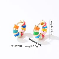 1 Pair IG Style Simple Style Multicolor Stripe Enamel Plating Copper Hoop Earrings sku image 4