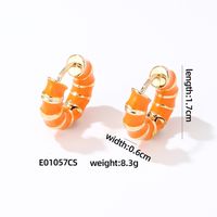 1 Pair IG Style Simple Style Multicolor Stripe Enamel Plating Copper Hoop Earrings sku image 1