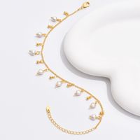 Casual Beach Pearl Plastic Copper Plating 18k Gold Plated White Gold Plated Women's Anklet main image 9