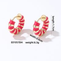 1 Pair IG Style Simple Style Multicolor Stripe Enamel Plating Copper Hoop Earrings sku image 2