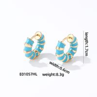 1 Pair IG Style Simple Style Multicolor Stripe Enamel Plating Copper Hoop Earrings sku image 5