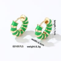 1 Pair IG Style Simple Style Multicolor Stripe Enamel Plating Copper Hoop Earrings sku image 6