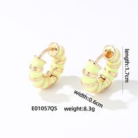 1 Pair IG Style Simple Style Multicolor Stripe Enamel Plating Copper Hoop Earrings sku image 7