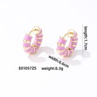 1 Paar IG-Stil Einfacher Stil Mehrfarbig Streifen Emaille Überzug Kupfer Reif Ohrringe sku image 8