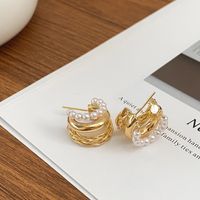 1 Pair Modern Style Geometric Plating Copper Gold Plated Ear Studs main image 3