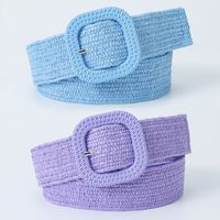Sweet Simple Style Solid Color Pp Grass Plastic Women's Woven Belts main image 1