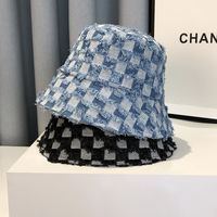 Unisex Simple Style Plaid Wide Eaves Bucket Hat main image 4