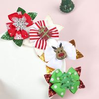 Cute Christmas Tree Snowflake Elk Ribbon Sequins Bowknot Hair Clip main image 5