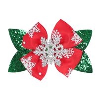 Cute Christmas Tree Snowflake Elk Ribbon Sequins Bowknot Hair Clip sku image 2