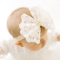 Simple Style Bow Knot Lace Rhinestone Pleated Inlaid Pearls Hair Band main image 1
