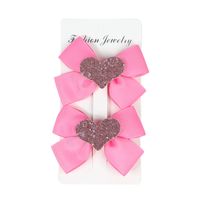 Sweet Heart Shape Bow Knot Cloth Knitting Hair Clip sku image 2