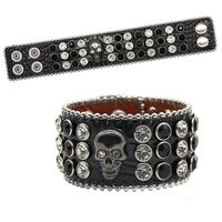 Punk Skull Pu Leather Inlay Rhinestones Unisex Bracelets sku image 1