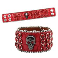 Punk Skull Pu Leather Inlay Rhinestones Unisex Bracelets sku image 6