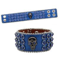 Punk Skull Pu Leather Inlay Rhinestones Unisex Bracelets sku image 7