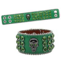 Punk Skull Pu Leather Inlay Rhinestones Unisex Bracelets sku image 8