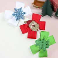 Cute Santa Claus Bow Knot Snowflake Cloth Knitting Hair Clip main image 1