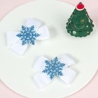 Cute Santa Claus Bow Knot Snowflake Cloth Knitting Hair Clip main image 2