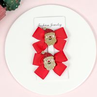 Cute Santa Claus Bow Knot Snowflake Cloth Knitting Hair Clip main image 3