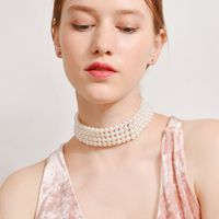 Elegant French Style Classic Style Solid Color Artificial Pearl Alloy Beaded Plating Silver Plated Women's Choker main image 1
