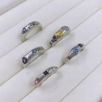 Ig Style Simple Style Square Heart Shape Zircon Alloy Wholesale Open Rings main image 1