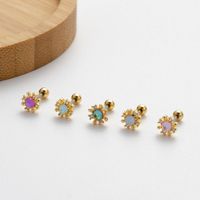 1 Piece Ear Cartilage Rings & Studs Sweet Korean Style Flower Copper Plating Inlay Zircon main image 6