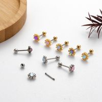 1 Piece Ear Cartilage Rings & Studs Sweet Korean Style Flower Copper Plating Inlay Zircon main image 3