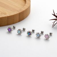 1 Piece Ear Cartilage Rings & Studs Sweet Korean Style Flower Copper Plating Inlay Zircon main image 5