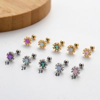 1 Piece Ear Cartilage Rings & Studs Sweet Korean Style Flower Copper Plating Inlay Zircon main image 1