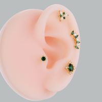 1 Piece Ear Cartilage Rings & Studs Commute Korean Style Sector Flower Copper Plating Inlay Zircon main image 6