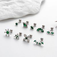 1 Piece Ear Cartilage Rings & Studs Commute Korean Style Sector Flower Copper Plating Inlay Zircon main image 5