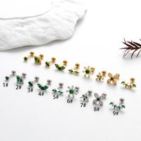 1 Piece Ear Cartilage Rings & Studs Commute Korean Style Sector Flower Copper Plating Inlay Zircon main image 1