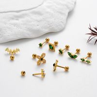 1 Piece Ear Cartilage Rings & Studs Commute Korean Style Sector Flower Copper Plating Inlay Zircon main image 3