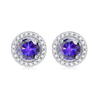 Simple Style Round Sterling Silver Gra Plating Inlay Moissanite Silver Plated Ear Studs sku image 6