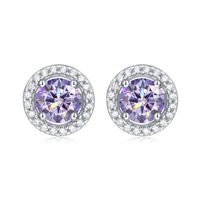 Simple Style Round Sterling Silver Gra Plating Inlay Moissanite Silver Plated Ear Studs sku image 5