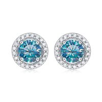 Simple Style Round Sterling Silver Gra Plating Inlay Moissanite Silver Plated Ear Studs sku image 7