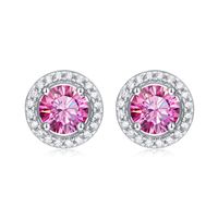 Simple Style Round Sterling Silver Gra Plating Inlay Moissanite Silver Plated Ear Studs sku image 4