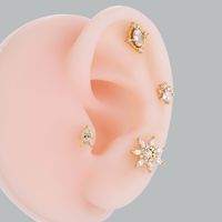 1 Piece Ear Cartilage Rings & Studs IG Style Sector Snowflake Copper Plating Inlay Zircon main image 6