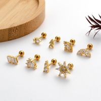 1 Piece Ear Cartilage Rings & Studs IG Style Sector Snowflake Copper Plating Inlay Zircon main image 2